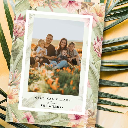 Tropical Floral  Botanical Holiday Photo Card