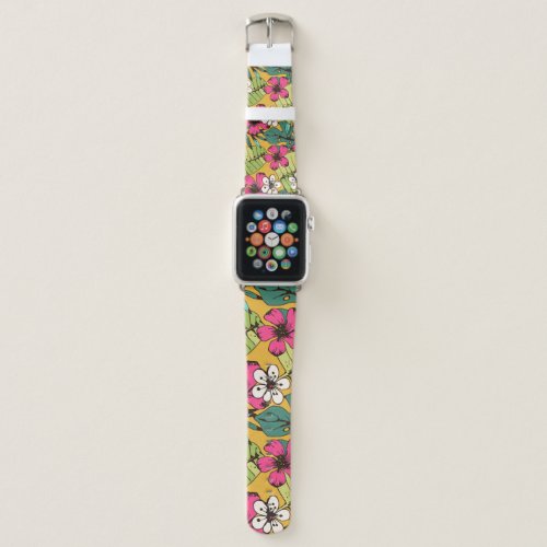 Tropical Floral Botanical Summer Wallpaper Apple Watch Band