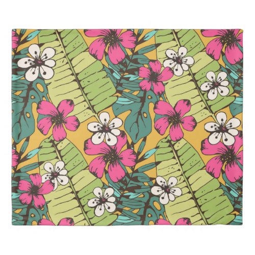 Tropical Floral Botanical Summer Wallpaper Duvet Cover