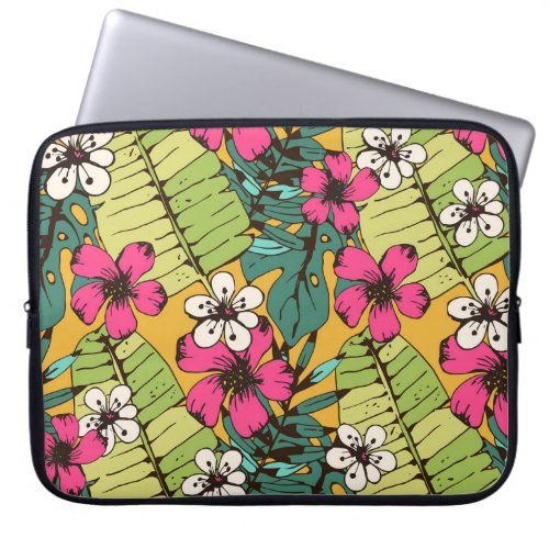 Tropical Floral Botanical Summer Wallpaper Laptop Sleeve