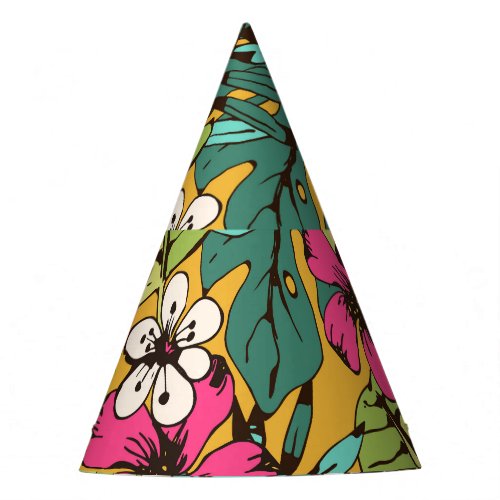 Tropical Floral Botanical Summer Wallpaper Party Hat