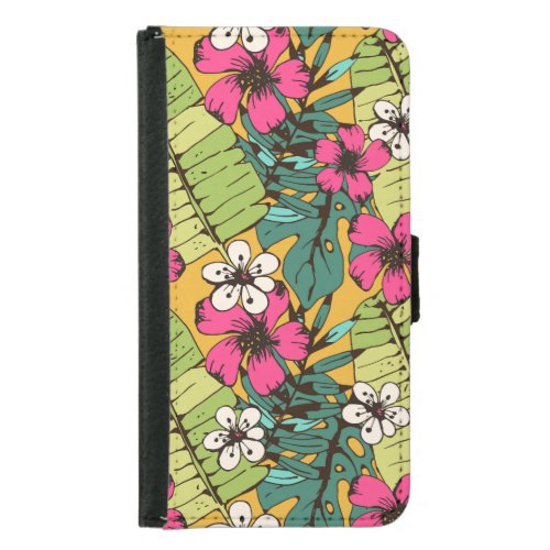 Tropical Floral Botanical Summer Wallpaper Samsung Galaxy S5 Wallet Case