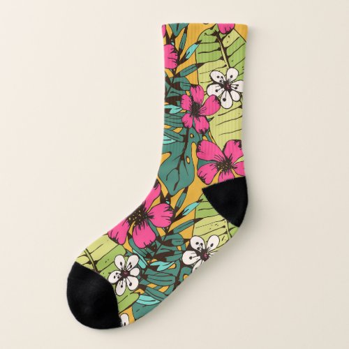 Tropical Floral Botanical Summer Wallpaper Socks