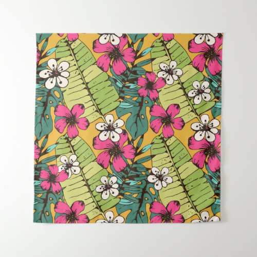 Tropical Floral Botanical Summer Wallpaper Tapestry