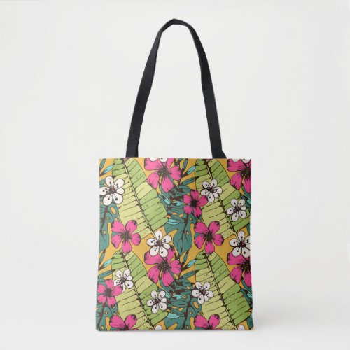 Tropical Floral Botanical Summer Wallpaper Tote Bag