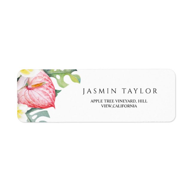 Tropical Floral Botanical Summer Wedding  Label (Front)