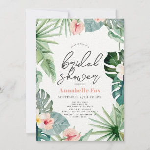 Tropical Floral Botanical Watercolor Bridal Shower Invitation