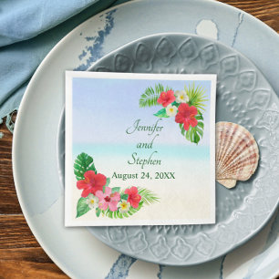 Tropical Floral Botanical Wedding Napkins
