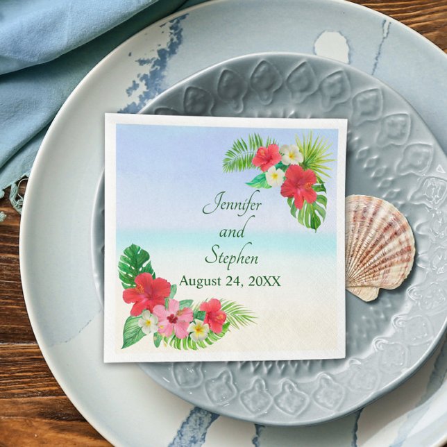 Tropical Floral Botanical Wedding Napkins (Creator Uploaded)
