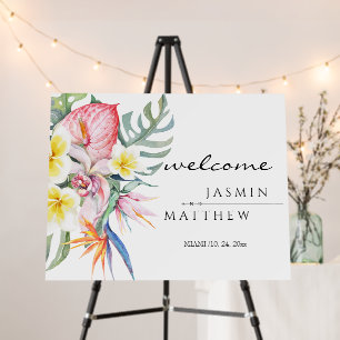 Tropical Floral Botanical Wedding Welcome Sign