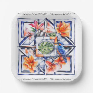 Tropical Floral, Botanical with Bird Paper Plates