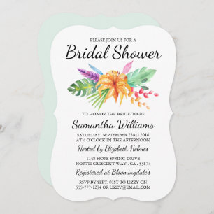 Tropical Floral Bouquet Beach Bridal Shower Invitation