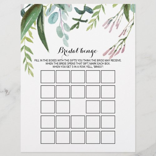 Tropical Floral Bridal Bingo Bridal Shower Game