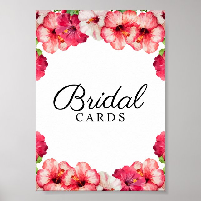 Tropical Floral Bridal Card Sign (Front)