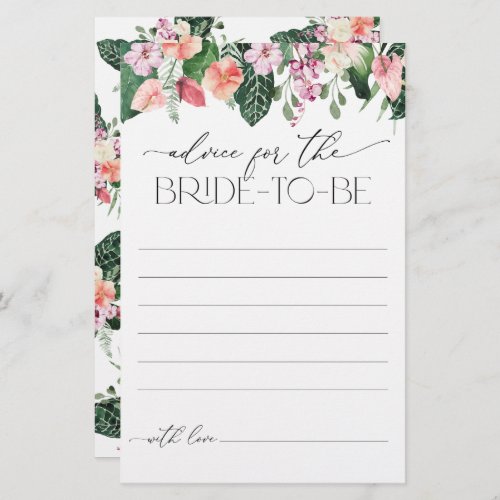 Tropical Floral Bridal Shower Advice For the Bride