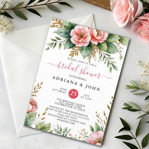 Tropical Floral Bridal Shower Beach Party Wedding Invitation