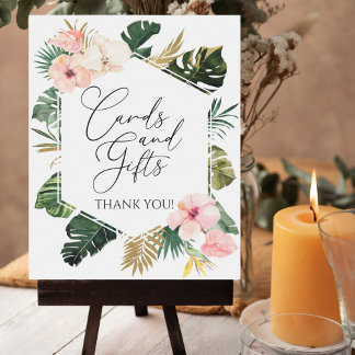 Tropical Floral Bridal Shower Cards And Gifts Sign