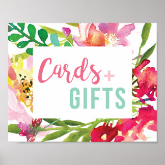 Tropical Floral Bridal Shower Cards and Gifts Sign