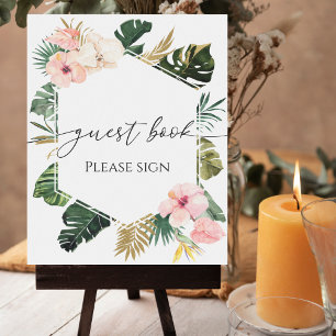 Tropical Floral Bridal Shower Guest Book Sign
