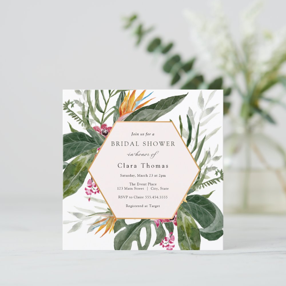 Discover Tropical Floral Bridal Shower Invitation