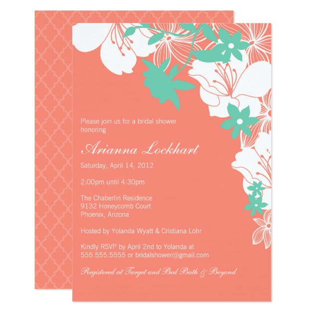 Tropical Floral Bridal Shower Invitation