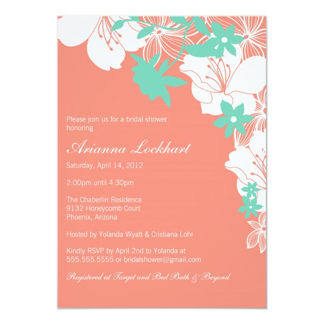 Tropical Floral Bridal Shower Invitation
