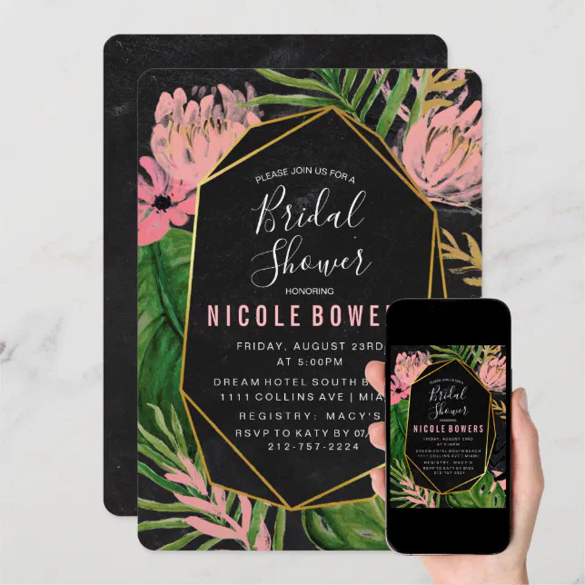 Tropical Floral Bridal Shower Invitation Zazzle