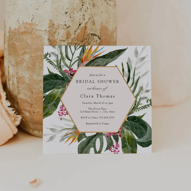 Tropical Floral Bridal Shower Invitation Zazzle
