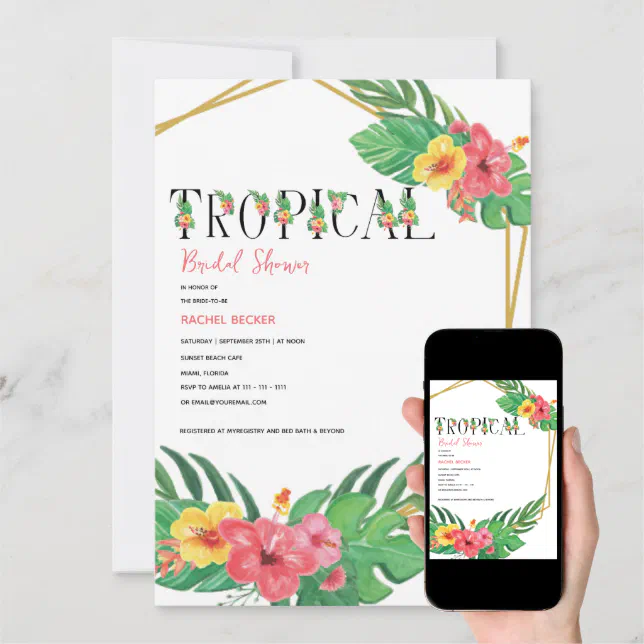 Tropical Floral Bridal Shower Invitation Zazzle