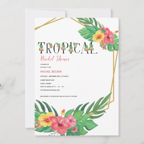 Tropical Floral Bridal Shower Invitation