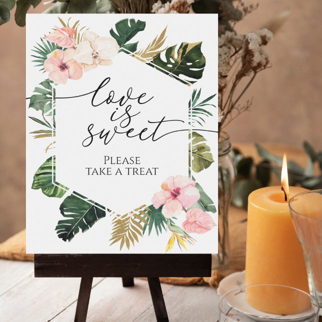 Tropical Floral Bridal Shower Love Is Sweet Sign (Creator Uploaded)
