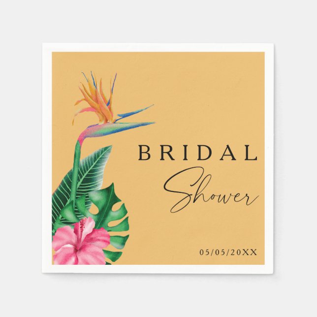 Tropical floral  bridal shower  napkins (Front)