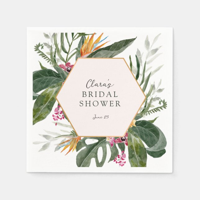 Tropical Floral Bridal Shower Napkins (Front)