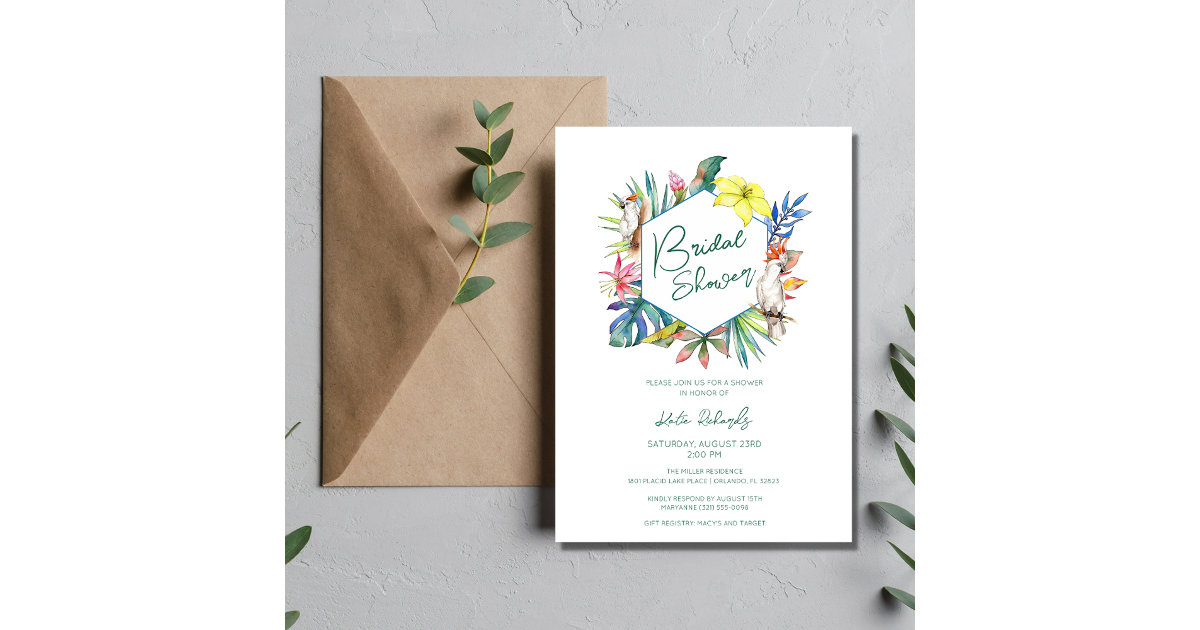 Tropical Floral Bridal Shower Party Invitation Zazzle