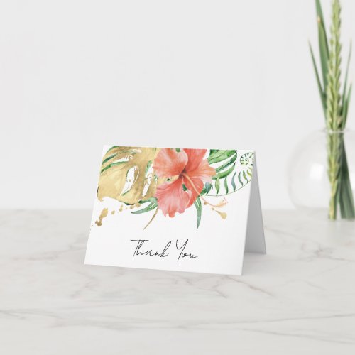 Tropical Floral Bridal Shower Thank You Card