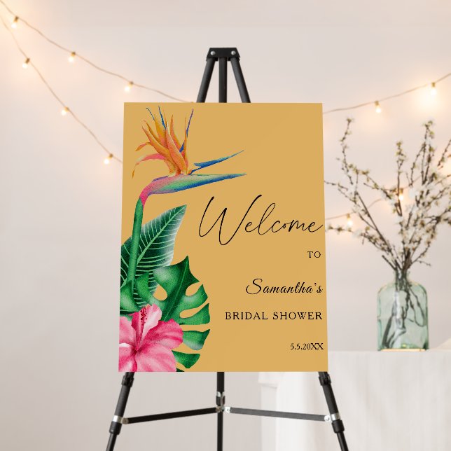 Tropical floral - bridal shower welcome sign (In Situ (Stand))