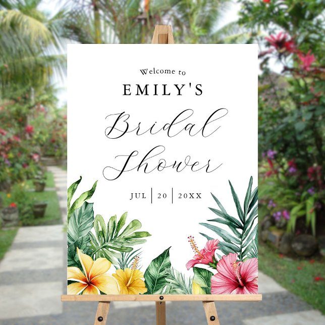 Tropical Floral Bridal Shower Welcome Sign (Tropical Floral Bridal Shower Welcome Sign)