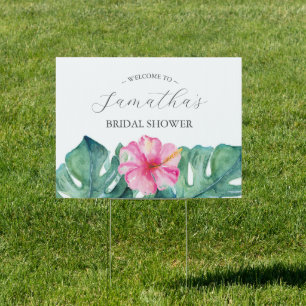 Tropical Floral Bridal Shower Yard Signs Custom