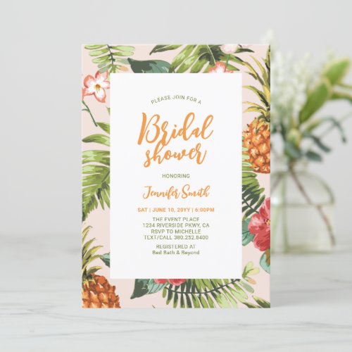 Tropical Floral Bridal Wedding Shower Invitation