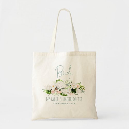 Tropical floral bride bachelorettebridal shower tote bag