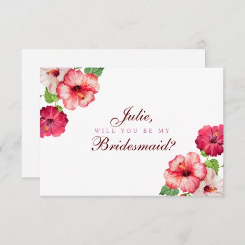 Tropical Floral Bridesmaid Card