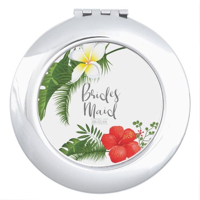 Tropical Floral Bridesmaid ID475 Mirror For Makeup (Front)