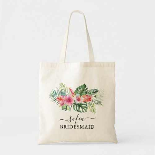 Tropical Floral Bridesmaid Tote Bag