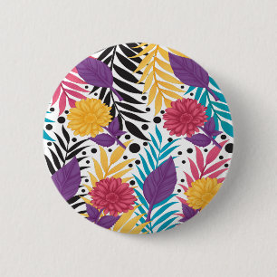 Tropical Floral Button Bold Summer Pop