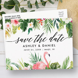 Tropical Floral Calligraphy Save The Date Postcard