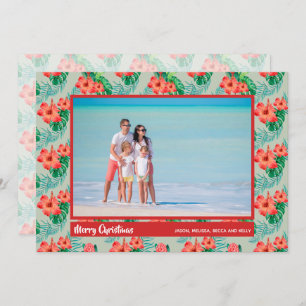 Tropical Floral Christmas Photo Holiday Card