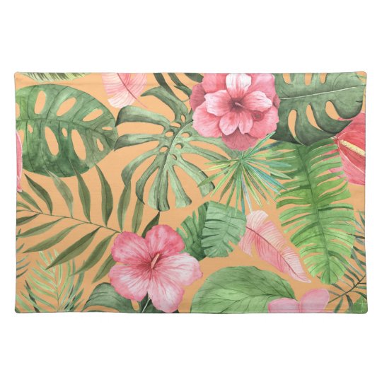 Tropical floral cloth placemat