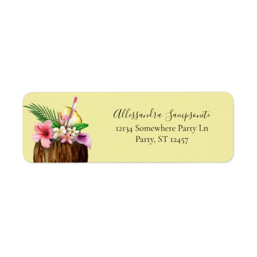 Tropical Floral  Coconut Yellow Return Addres Label
