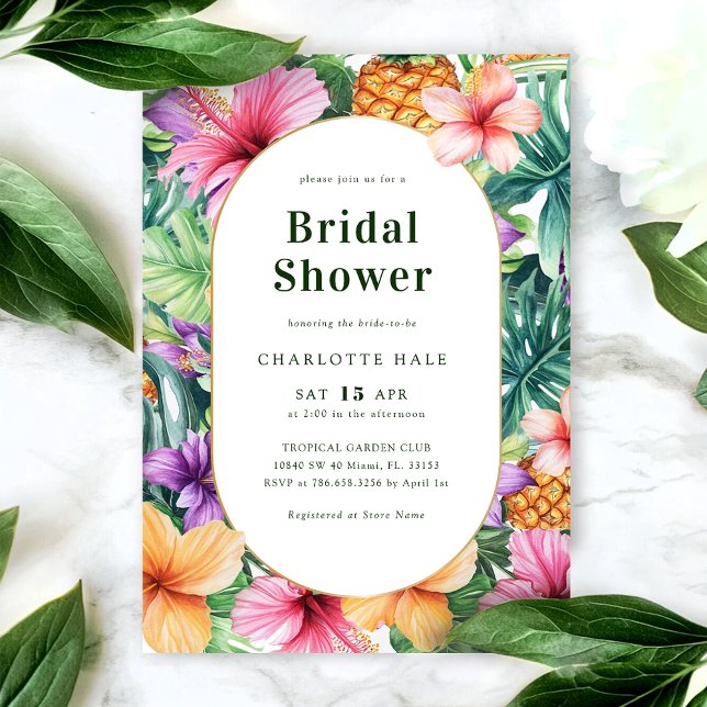 Tropical Floral Colorful Bridal Shower Invitation (Creator Uploaded)