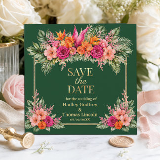 Tropical Floral Colorful | Hibiscus & Greener Invitation
